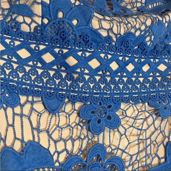NWOT - Endless Rose - Blue & Nude Lace Strapless Mini Dress - Picture 8 of 9